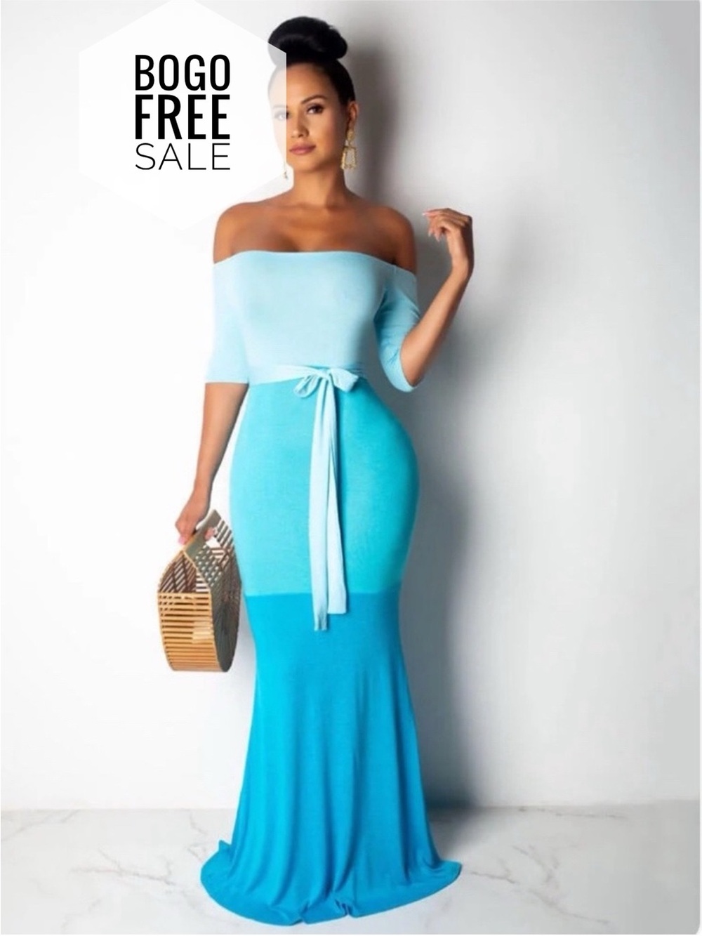 Mermaid Color Block Maxi Dress